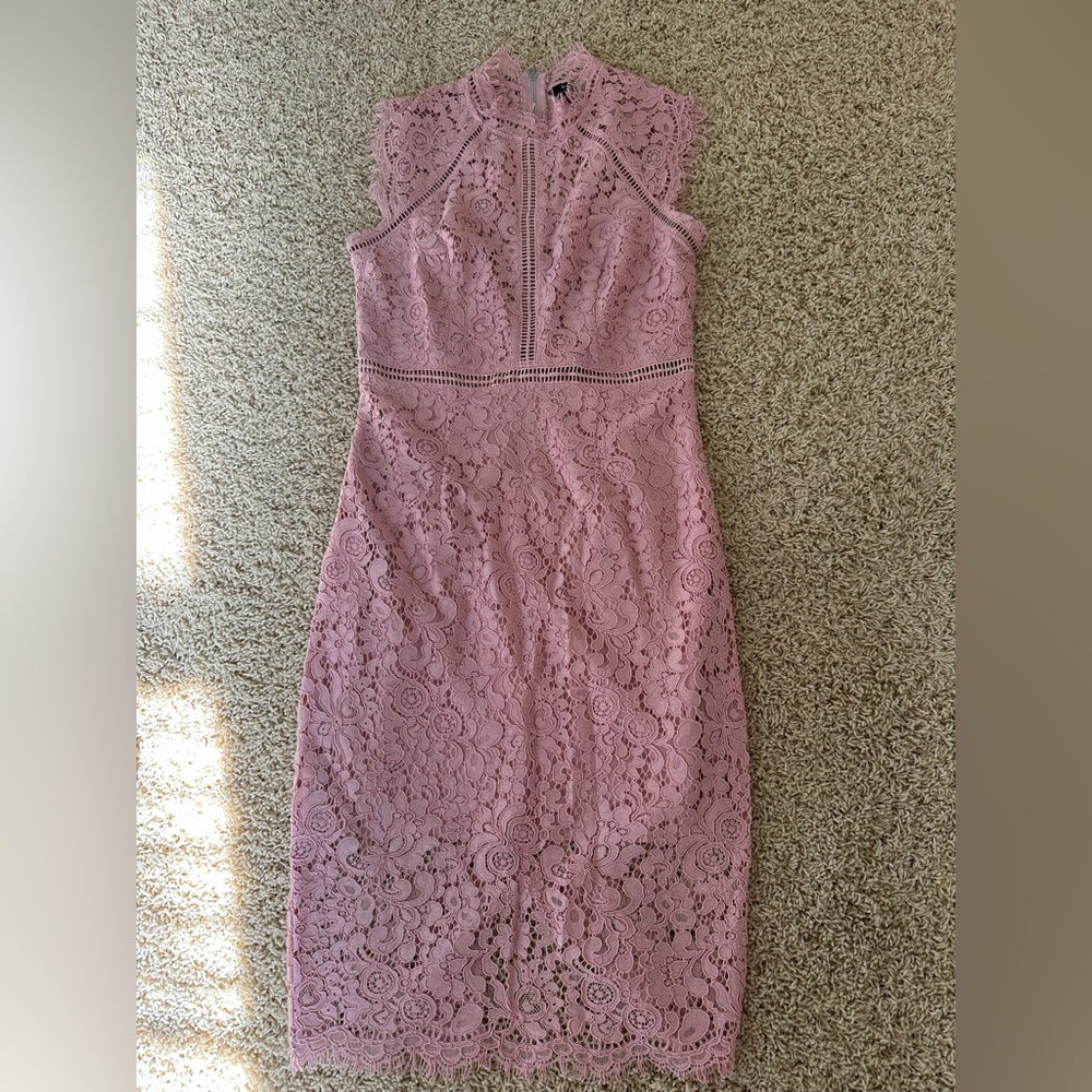 Bardot blush lace dress